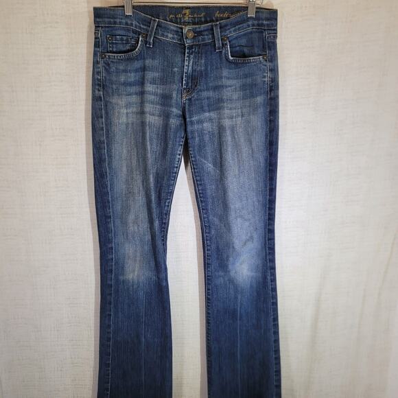 7 For All Mankind Bootcut Jeans Womens Size 29 Embellished Medallion Pocket Dark - Picture 1 of 11